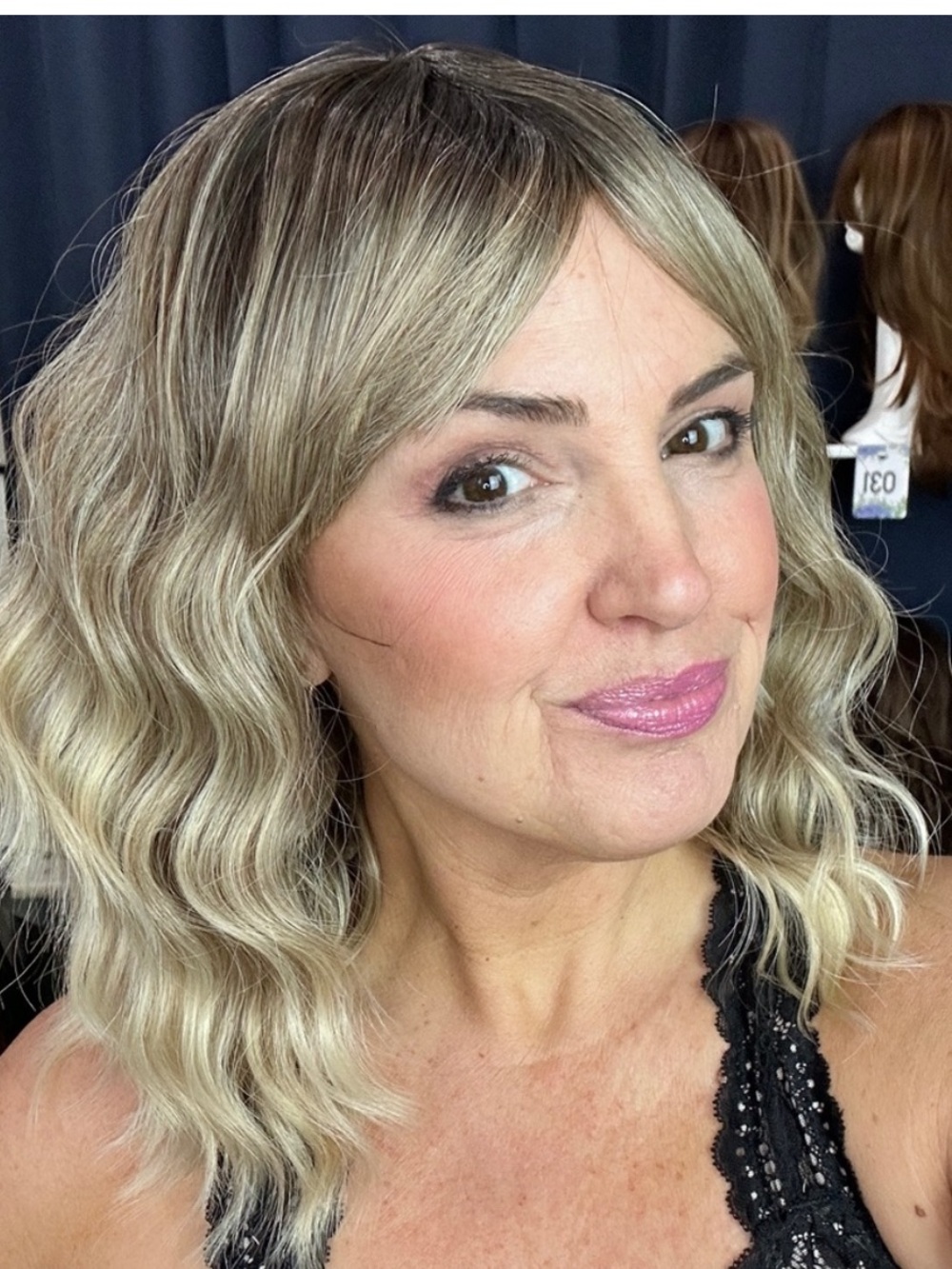 Blonde Wavy Bob Wig with Subtle Dark Roots - Women Hair